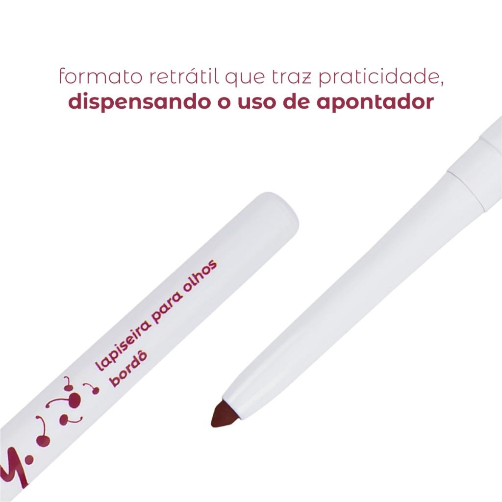 Lapiseira Delineador Olhos Cherry Bordô Retrátil À Prova D Água Vegano Original Vizzela