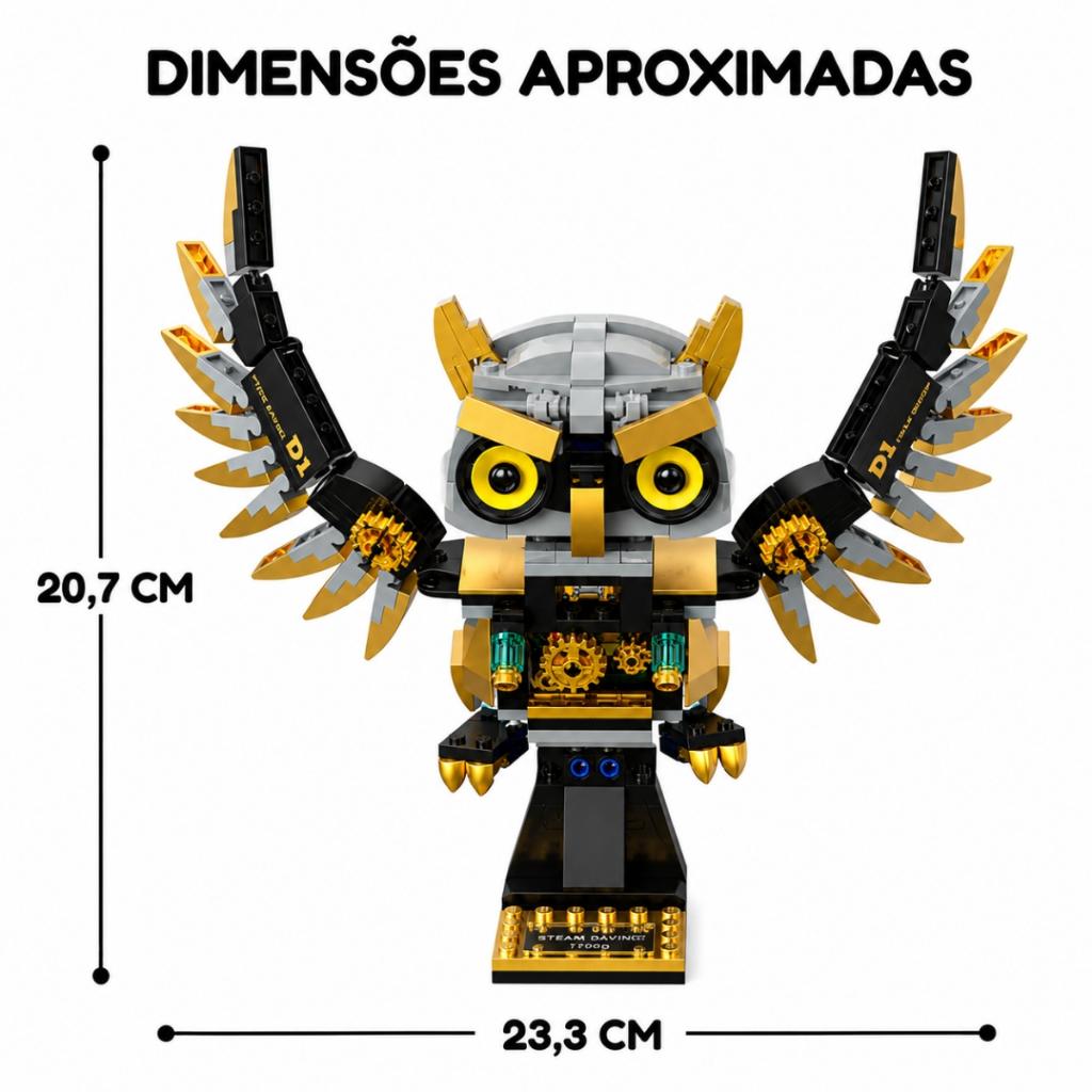 Blocos De Montar Coruja A Vapor Steampunk 494 Peças Castela