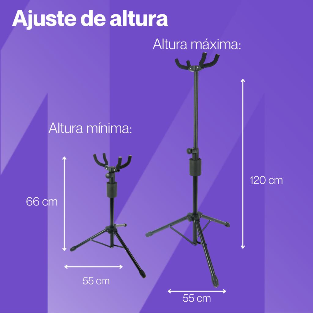 Suporte Violão Duplo De Chão Mxt Mx-22c Para Violão E Guitarra Regulável Em Metal Com Espuma De Proteção
