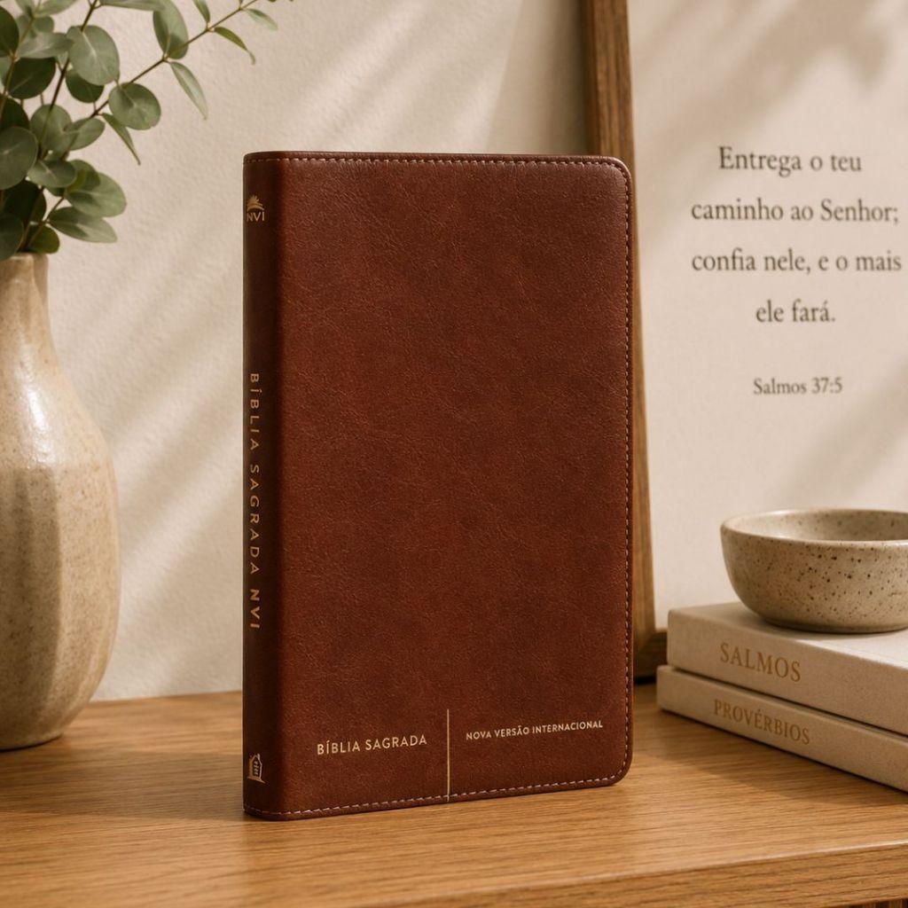 Bíblia Sagrada Slim Capa Luxo Nvi Marrom