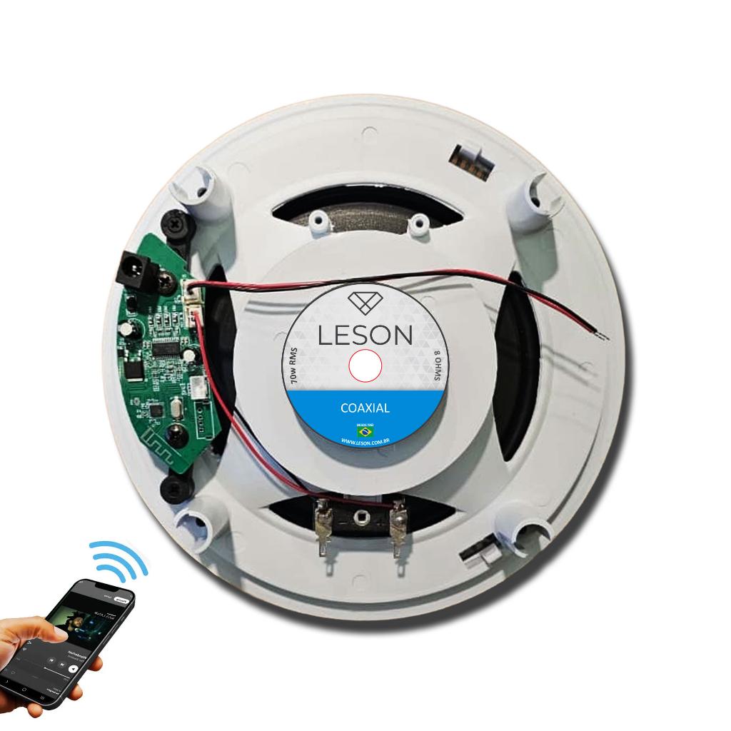 Kit Arandela Bluetooth 70W Rms Som Ambiente Teto Gesso Embutir Alexa Google Ativa Passiva