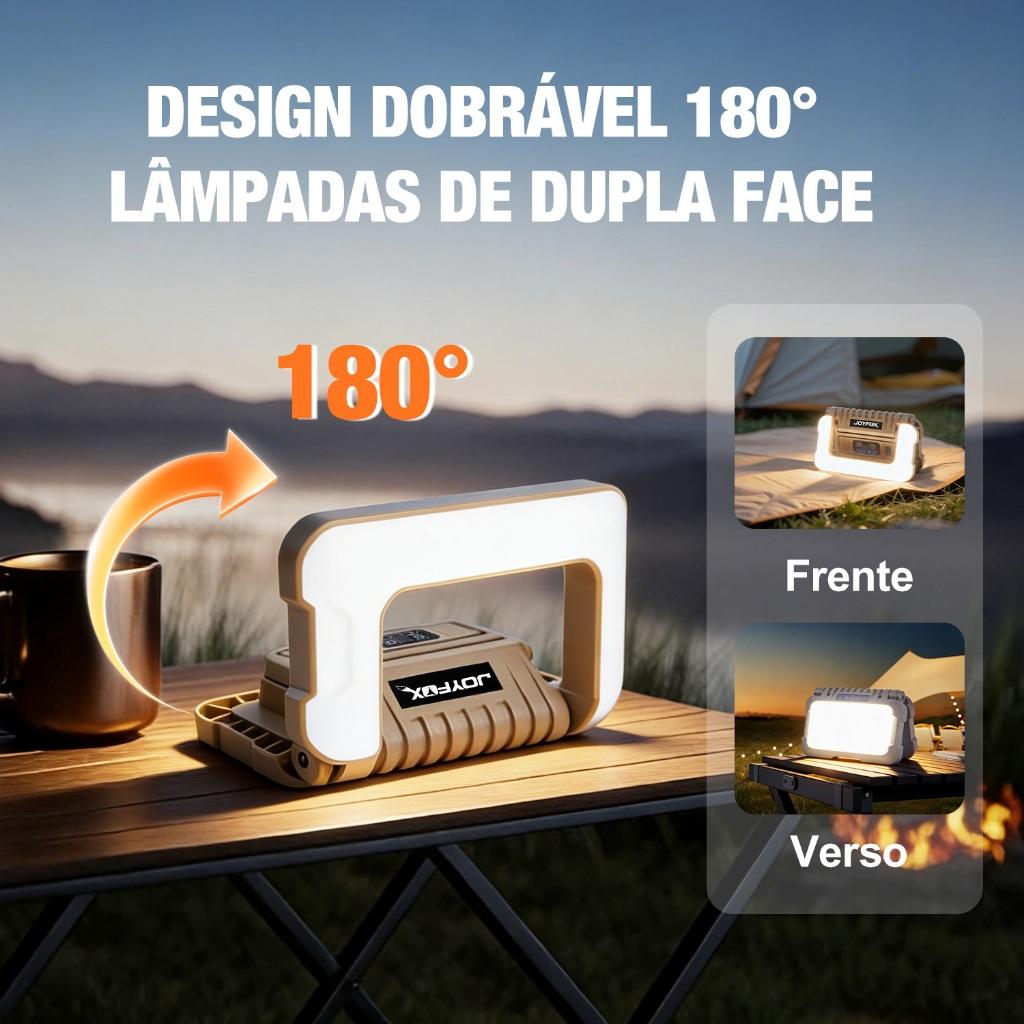 Lanterna De Camping Recarregável LED Tático Dobrável 2400lúmens 5000mah Com Tripé Incluso Type-c