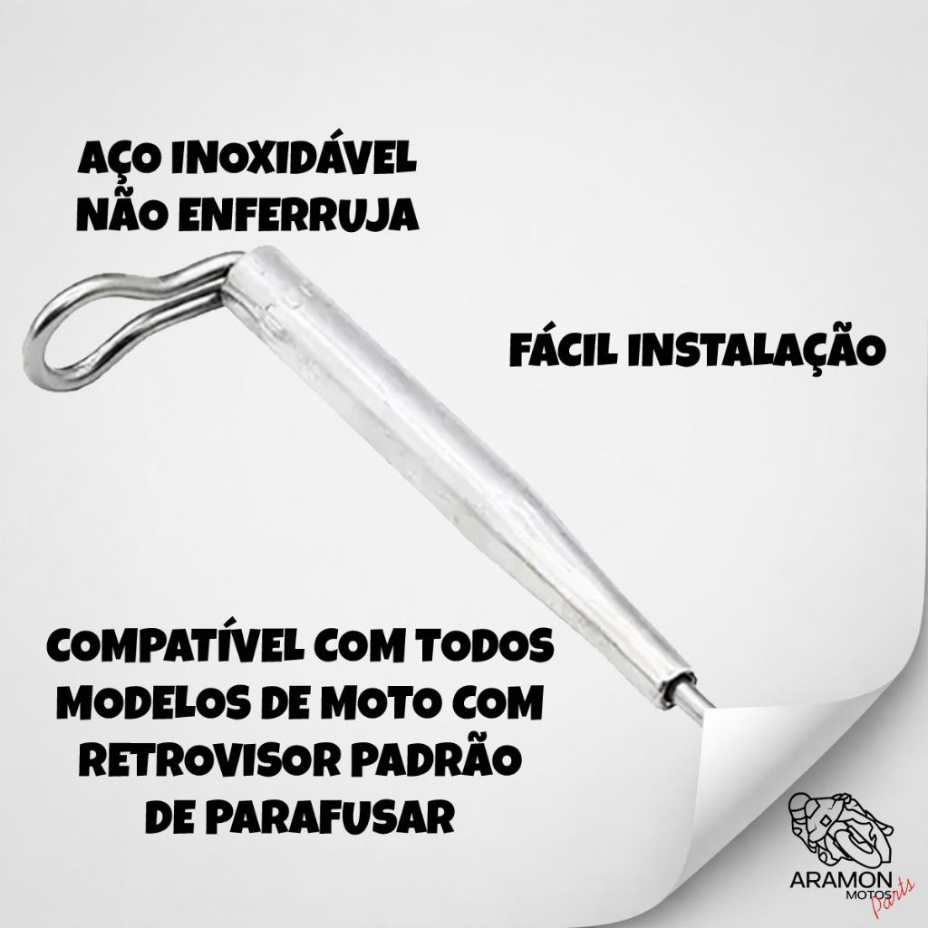 Antena Inox Corta Linha Pipa Retrovisor Moto Kit 2 Proteção Contra Cerol Universal Fixa No Retrovisor Da Moto