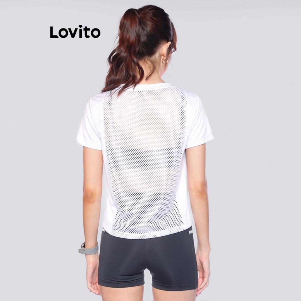 Lovito T-shirt Feminina Esportiva Otb14861516