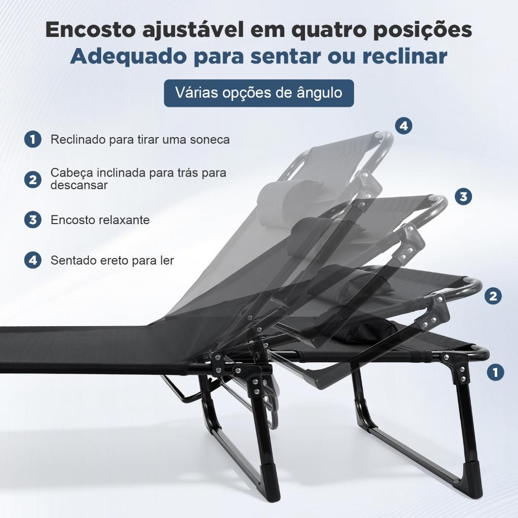 Cama Dobrável Portátil Joyfox C/Colchão Espreguiçadeira Para Camping Escritório Suporta 200kg 194x70cm