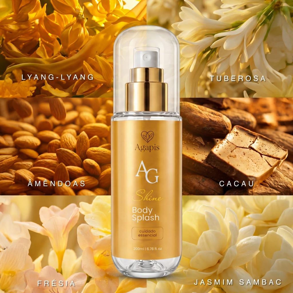 Body Splash Feminino Shine Agapis Beauty 200ml Fragrância Sedutora Alta Fixação
