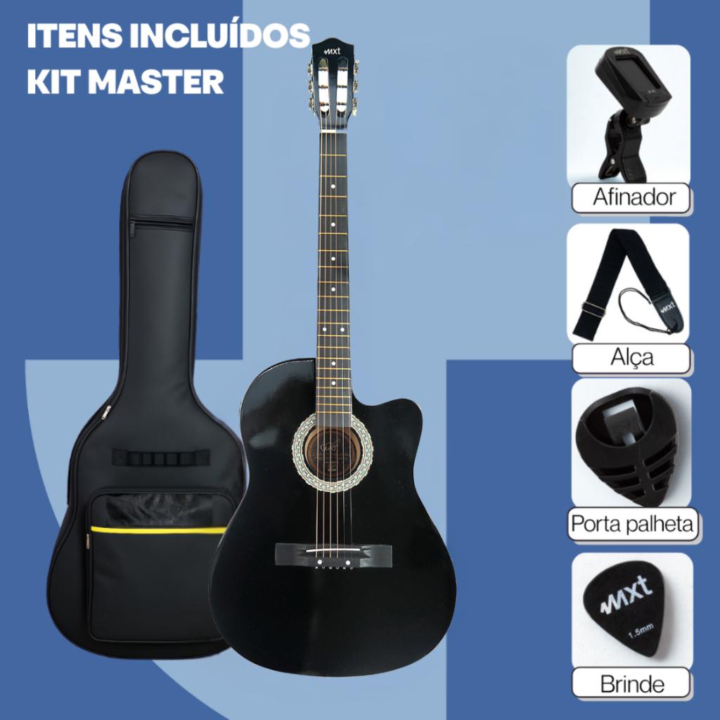 Kit Violao Eletrico + Capa+ Capotraste + Afinador + Alça+ Porta Palheta+ Palheta Brinde