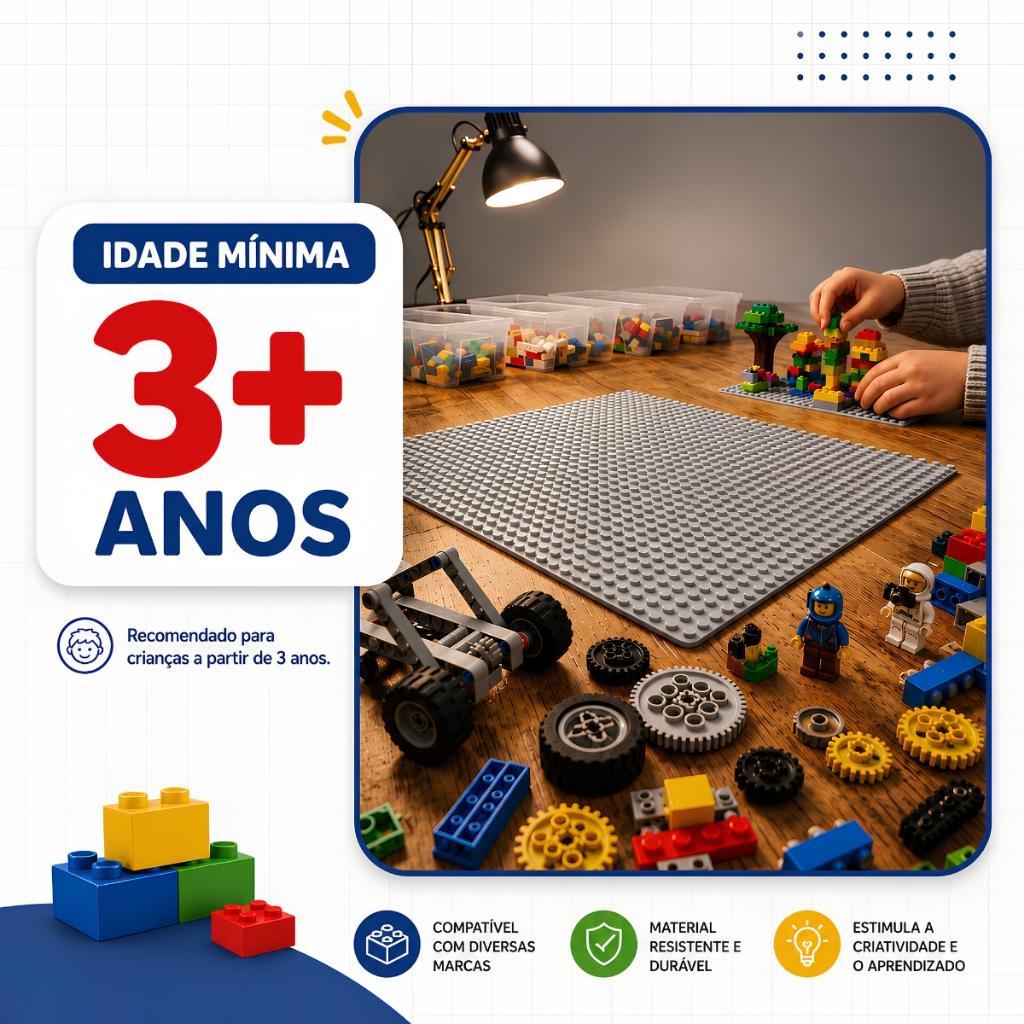 Base De Construção Para Blocos De Montar Cinza 26x26 Castela