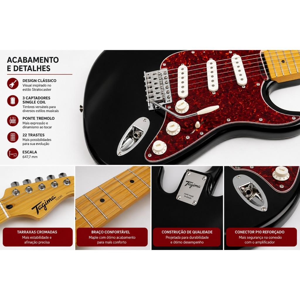 Kit Guitarra Tagima Tg530 Tw Series Preto + Kit Completo