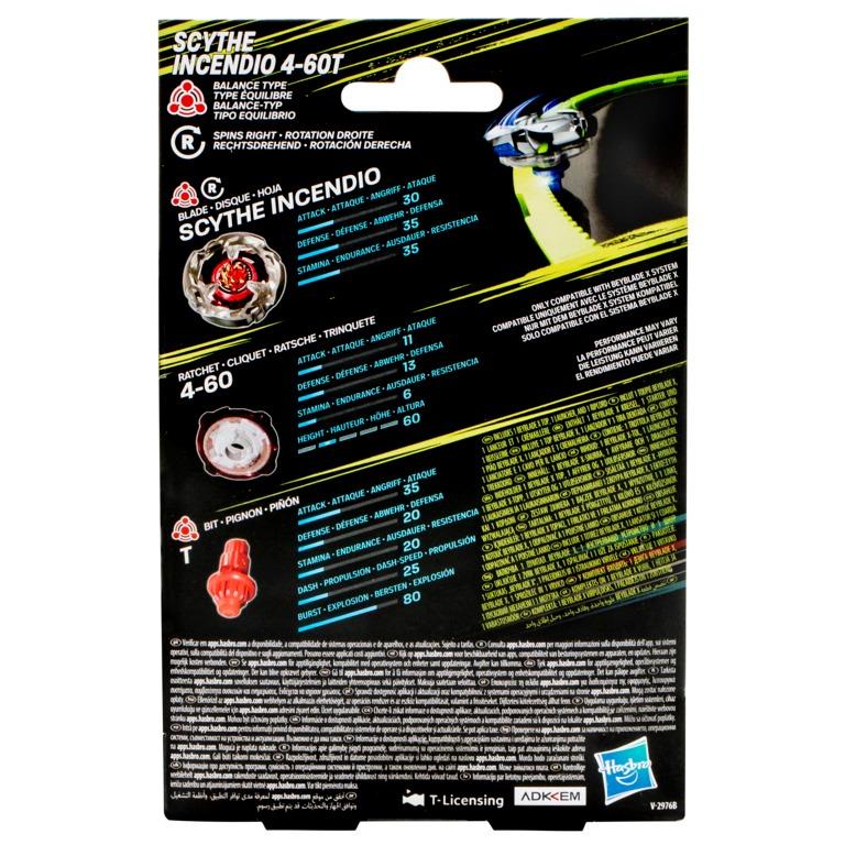 Beyblade X Pião E Lançador Scythe Incendio 4-60t - Hasbro F9583
