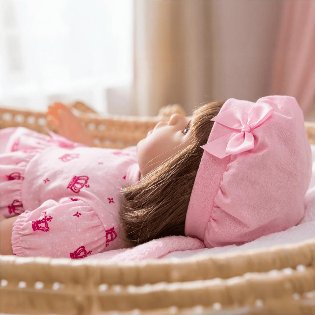 Bebê Reborn Realista Silicone Boneca Pode Dar Banho Menina Vestido