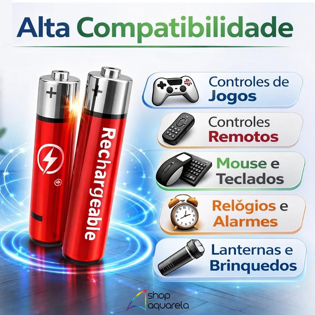 Kit 20 Pilhas Recarregáveis Aaa Ou Aa 1800mah 1.2V Ni-mh Kapbom