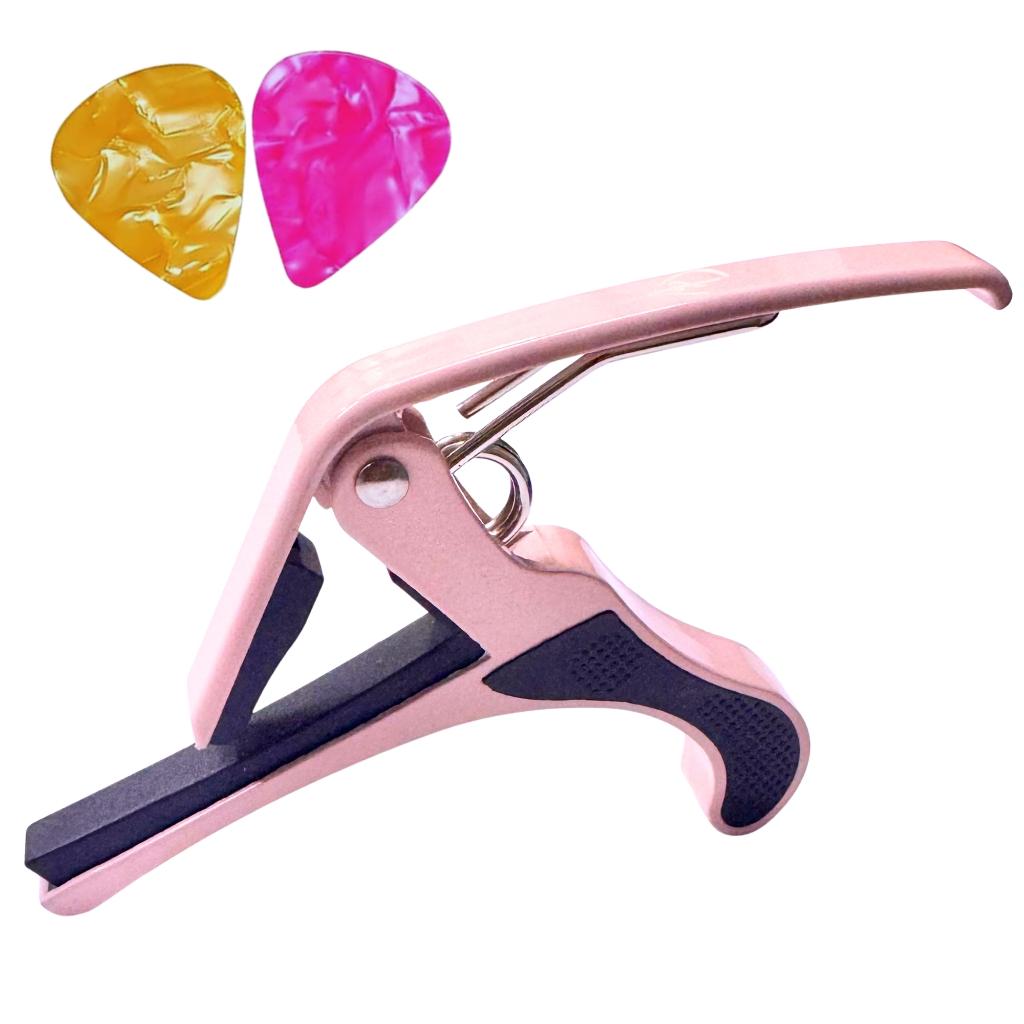 Suporte Parede Emborrachado Instrumentos Violão Ukulele + 3 Palhetas+ Capotraste Rosa Vl