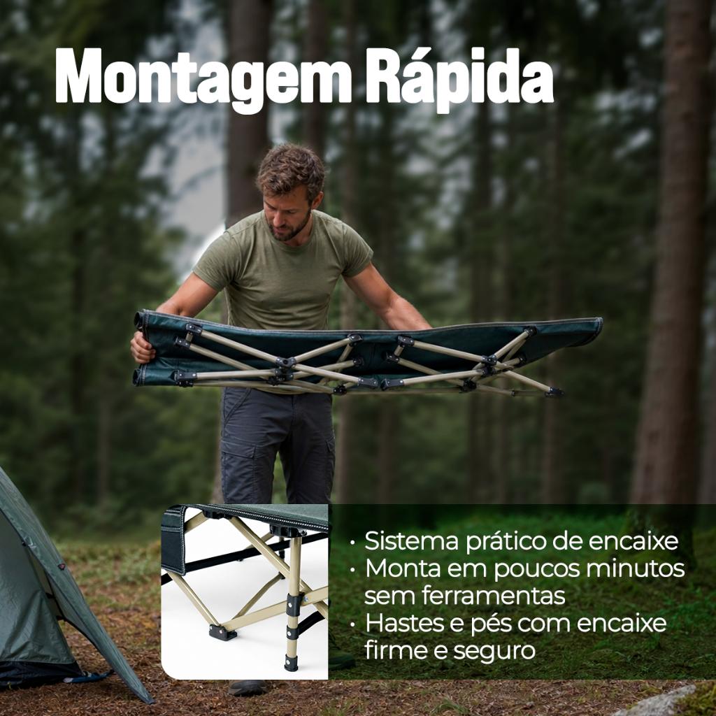 Cama Dobrável Camping Pescaria Festival Dream Estrutura De Aço 190x70cm Cinza - Ntk