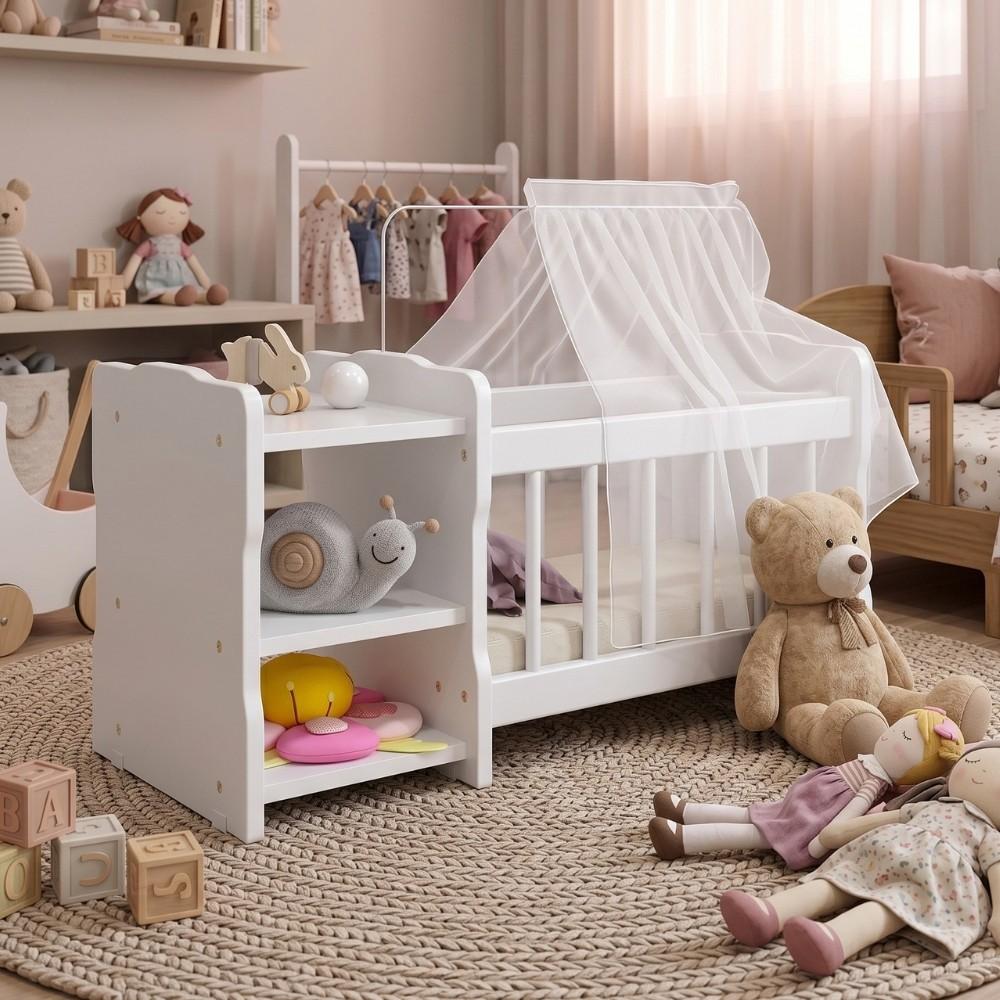 Berço Para Boneca Cristal Ursinho C02 Brinquedo Infantil Branco - Lyam Decor