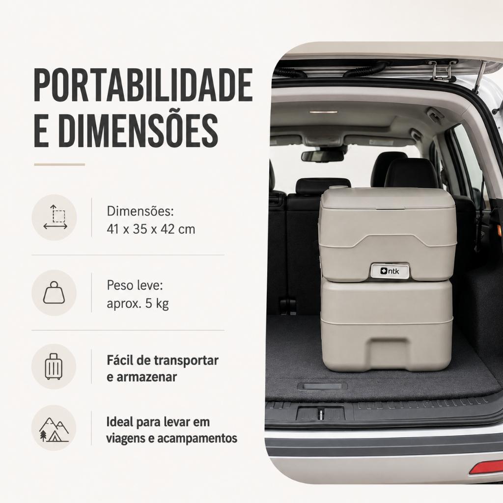 Banheiro Químico Ecocamp 20L Vaso Sanitário Camping Portátil Nautika