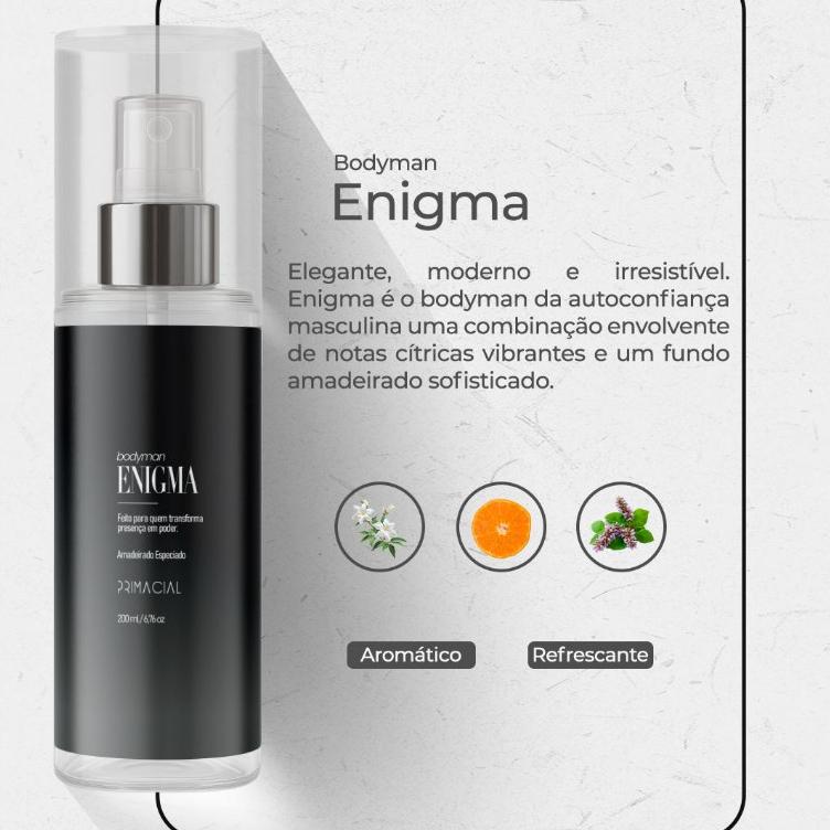 Kit Com 4 Body Splash Masculino Infalivel + Enigma + Banker + Adventus 200ml - Primacial Perfume Especiado Amadeirado