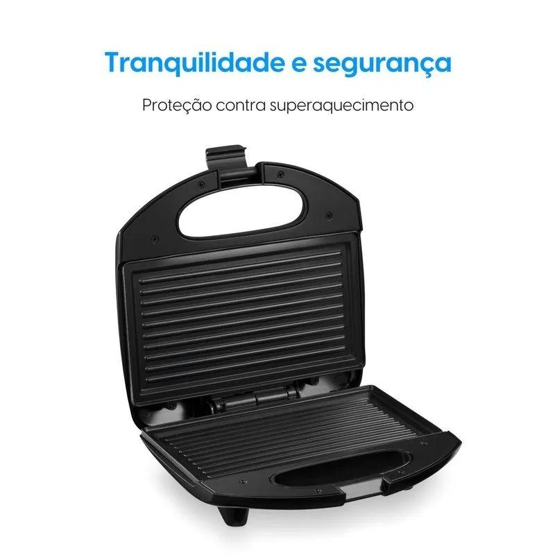 Sanduicheira Elétrica Grill 2 Em 1 Brunch Time Elgin Antiaderente 800W Preta