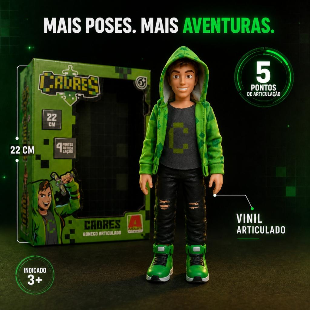 Boneco Cadres 22cm Vinil Articulado Youtuber Gamer Oficial Algazarra Figura De Ação Colecionável