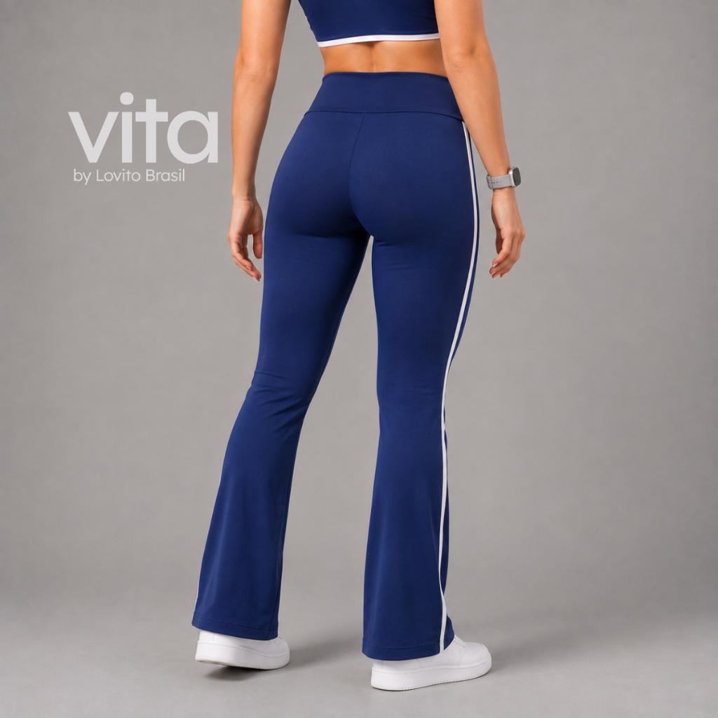 Lovito Calça Esportiva Feminina Flare Com Listra Lateral Spb17301760