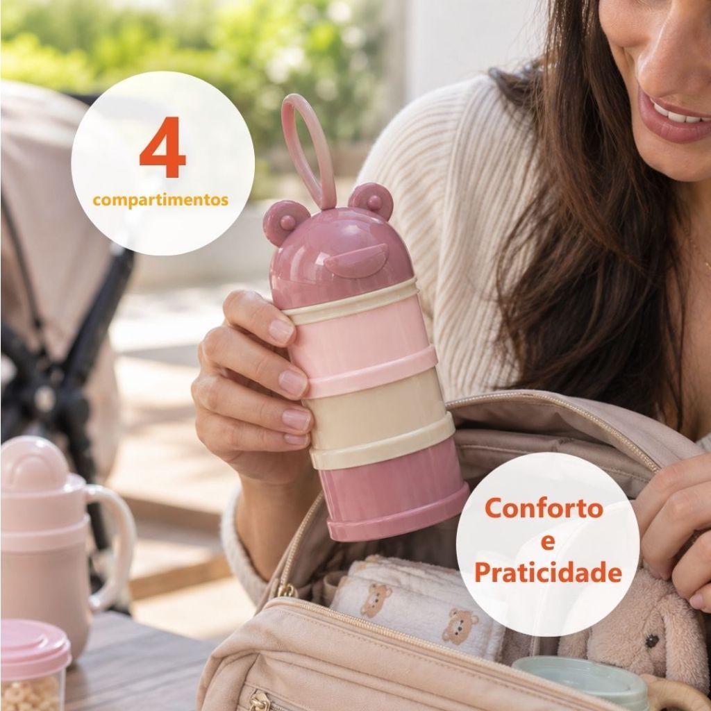 Pote De Armazenamento De Alimento Infantil - 3 Camadas Empilháveis C/Bico De Garrafa P/Bebês