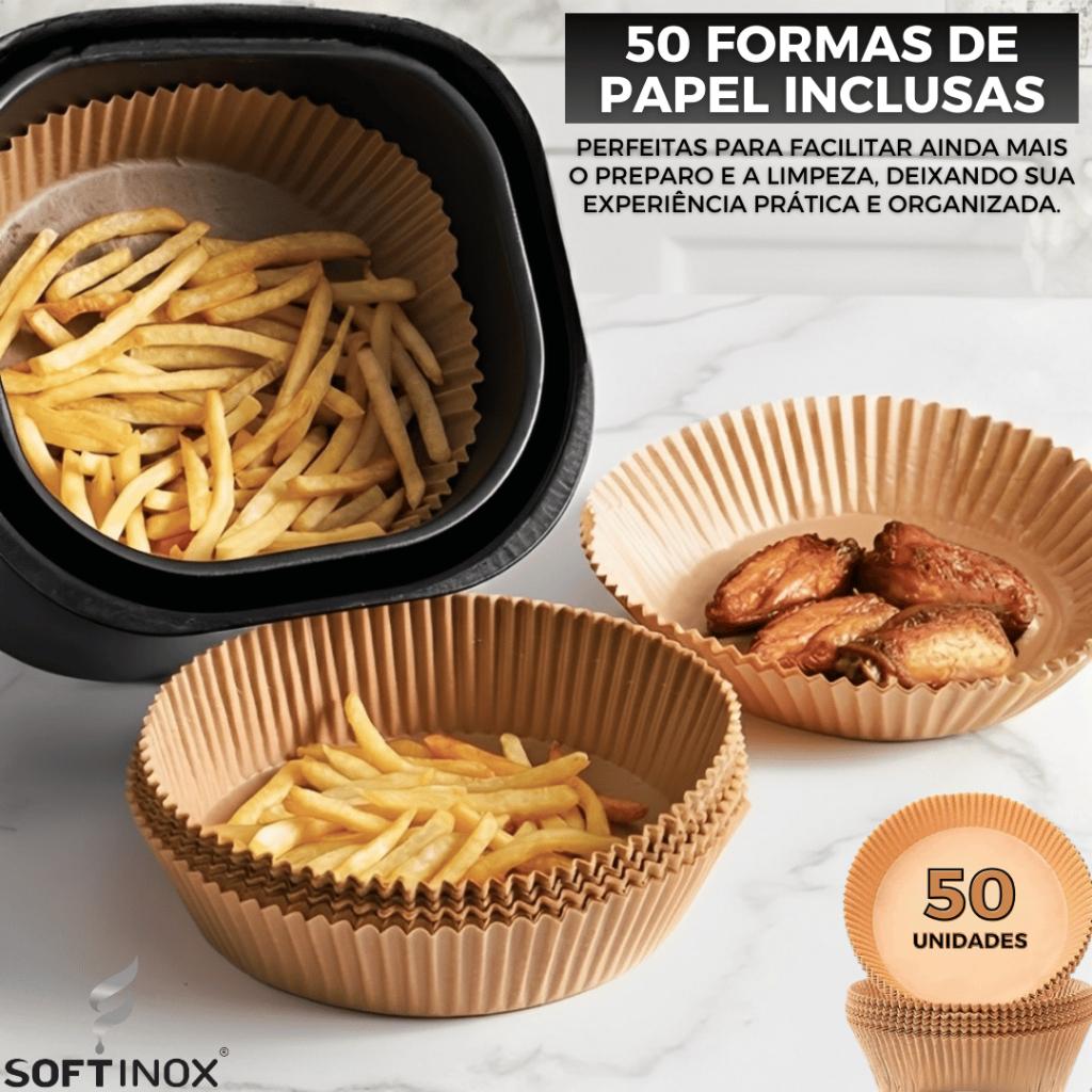 Air Fryer 4L Fritadeira Elétrica Sem Óleo 127V Ou 220V Assadeira Preta Softinox + 50 Formas Papel