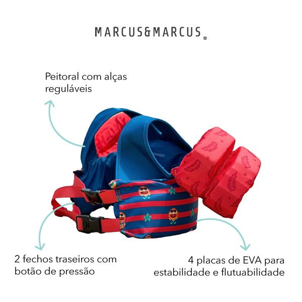 Boia De Braço Infantil Com Colete Leão Marcus - 15-30kg De 2-6 Anos