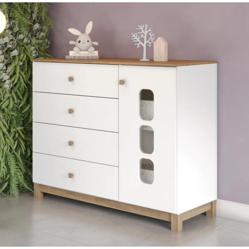 Quarto De Bebê Guarda Roupa Berço E Cômoda Aconchego Henn