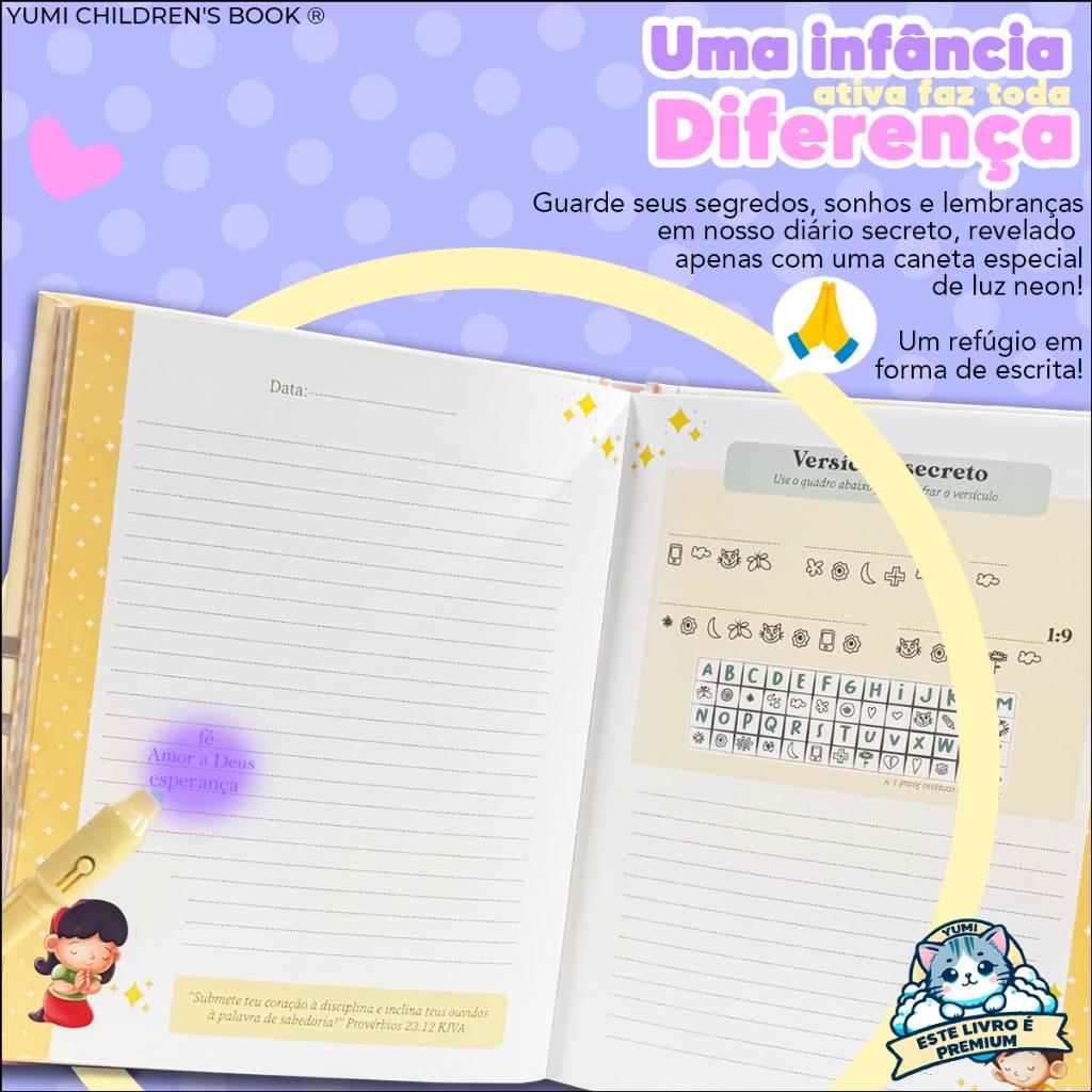 Livro Infantil Devocional Tempo Com Deus - Diário Infantil Devocional + Caneta Mágica