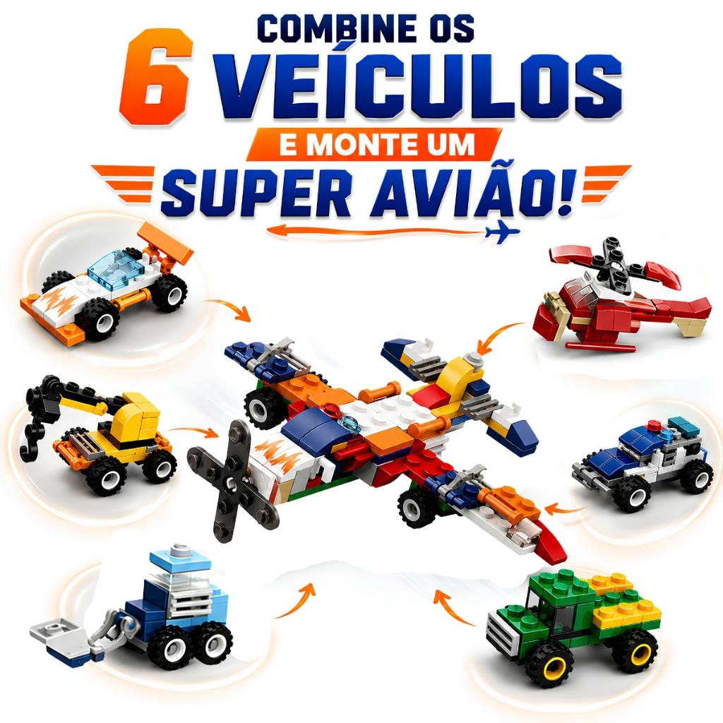 Blocos De Montar 315 Peças Carros 6 Em 1 - Castela
