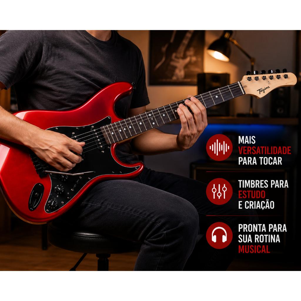 Guitarra Tagima Sixmart Red Capa + Cabo Correia E Paletas