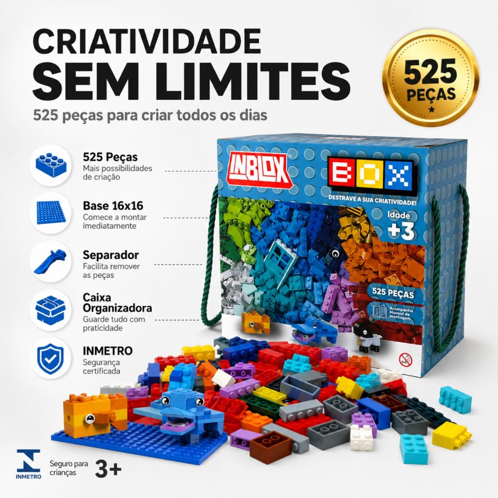 Blocos De Montar Inblox 525 Peças Educativo Construção Criativa Infantil Brinquedo Compativel