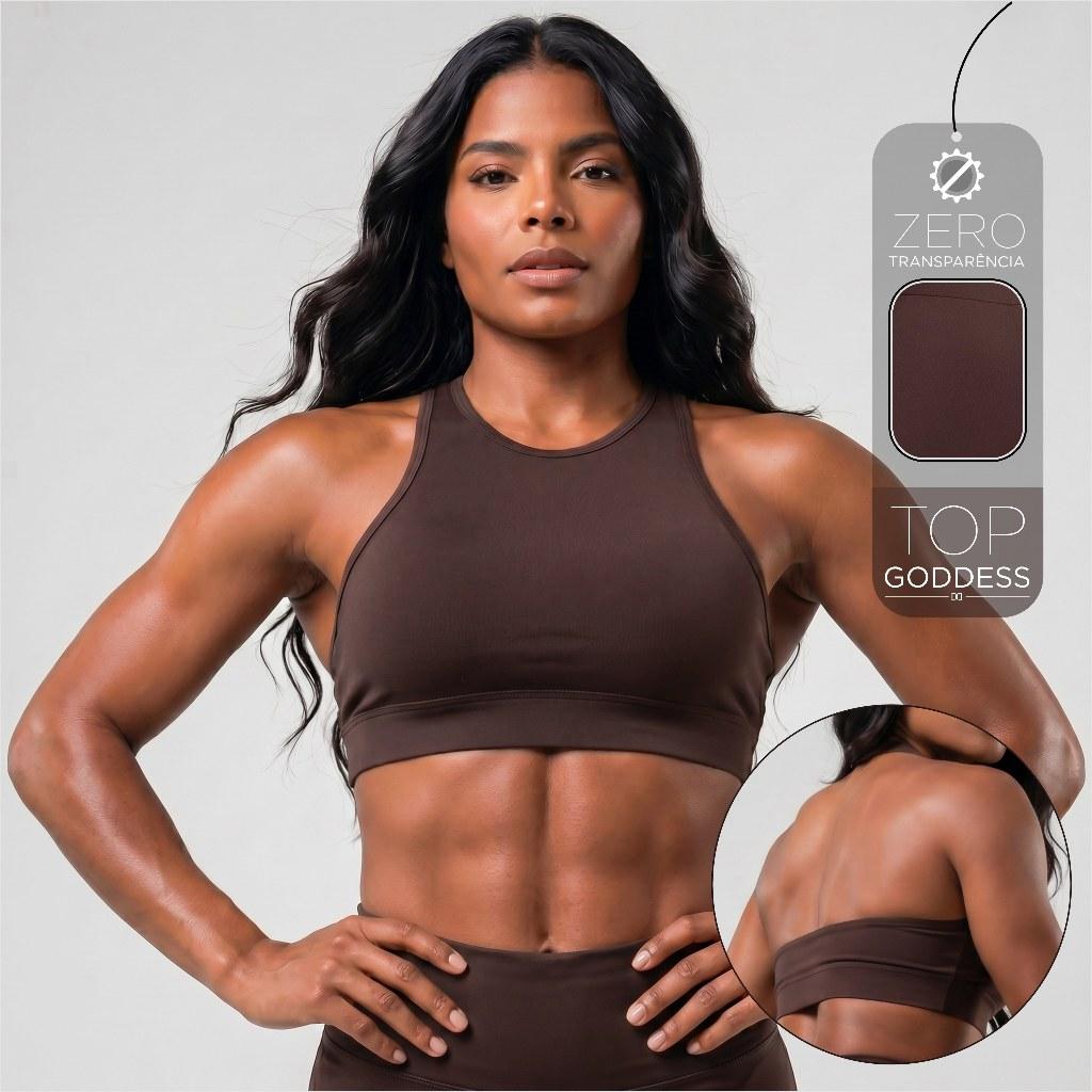 Top Fitness Feminino Frente Única Zero Transparência Sustentação Academia