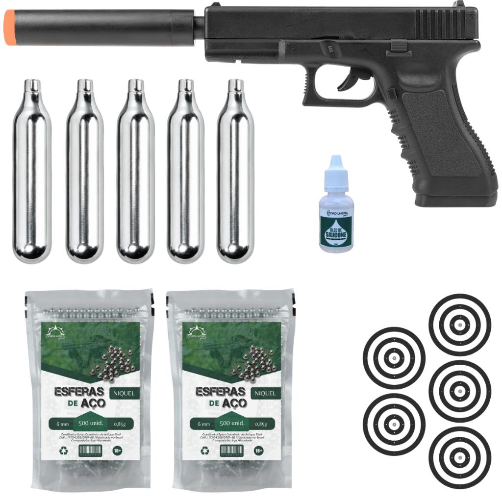 Pistola De Pressão G17 Magnum CO2 6mm Rossi + Escolha Seu Kit