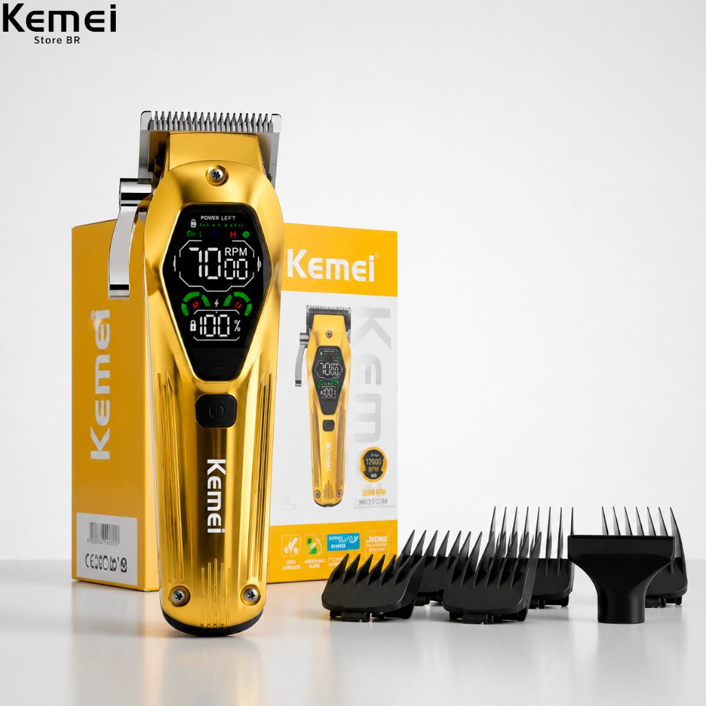 Máquina Profissional Kemei Km-1698 Aparador De Cabelo De 9000 Rpm Cortador De Cabelo Recarregável