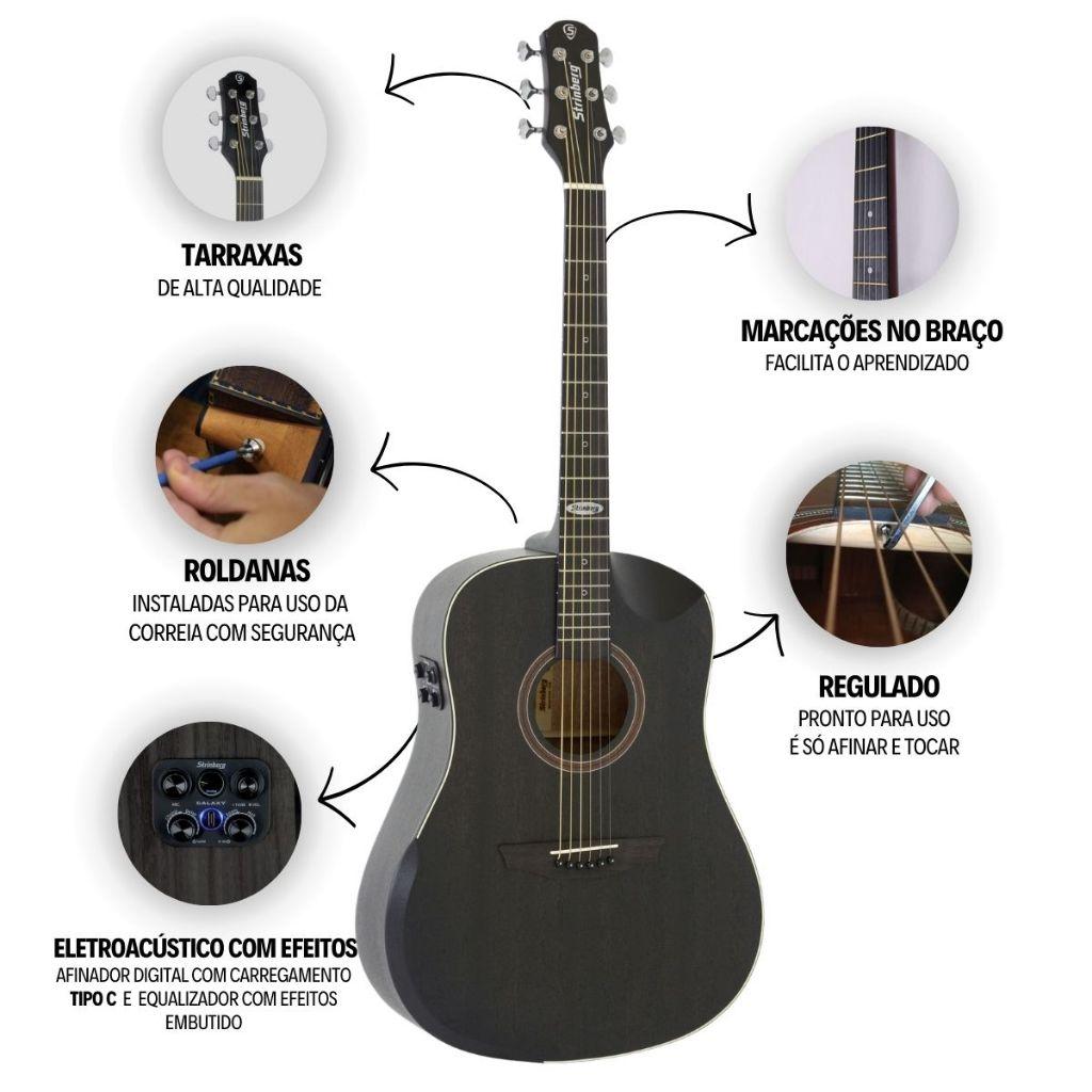 Violão Strinberg Folk Elétrico Sd301hcr Galaxy