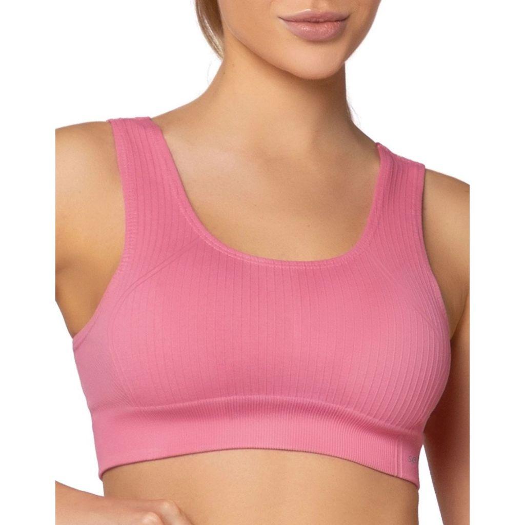 Top Selene 20921 Feminino Poliamida Sem Costura Sem Bojo Alta Sustentação Reforçado Fitness Macio