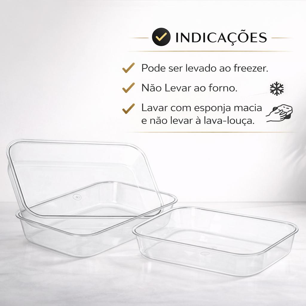 Kit C/3 Mini Travessas Retangulares De Poliestireno Cristal 13x20cm Três Triângulos