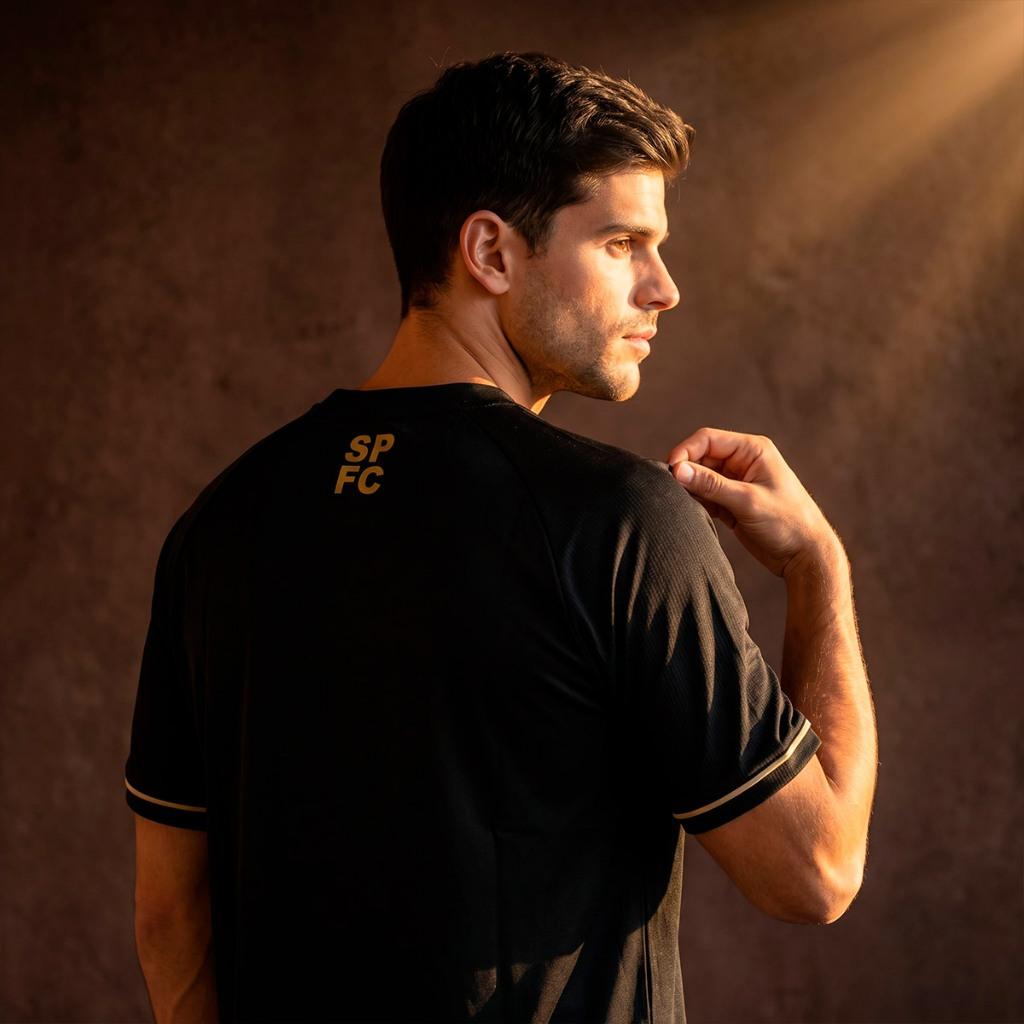 Camisa São Paulo Gold Dry Preta Masculina Oficial