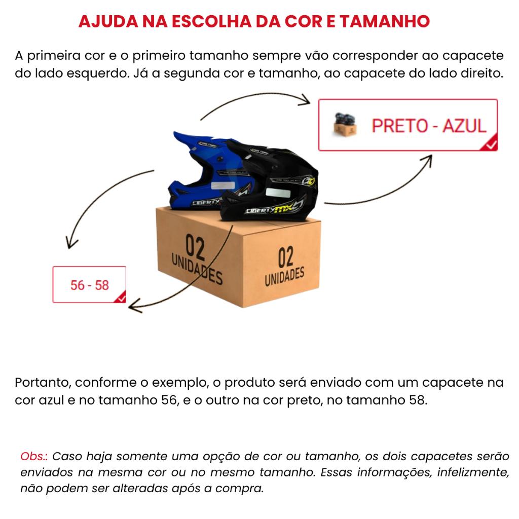 Kit 2 Capacete De Trilha Fechado Mx PRO Motocross PRO Tork Moto Várias Cores