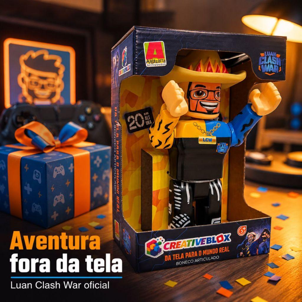 Boneco Luan Clash War 20cm Oficial Articulado Creativeblox Gamer Youtuber Blox Royale