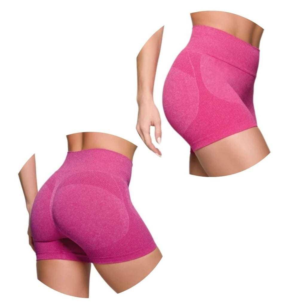 Shorts Selene Feminino Empina Bumbum Levanta Glúteos Poliamida Cintura Alta Sem Costura Academia