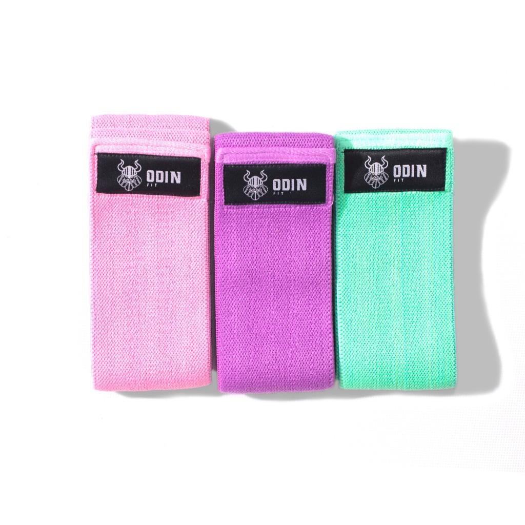 Kit Com 3 Faixas Elásticas De Exercício Hip Band Mini Band Tecido Elástico - Odin Fit