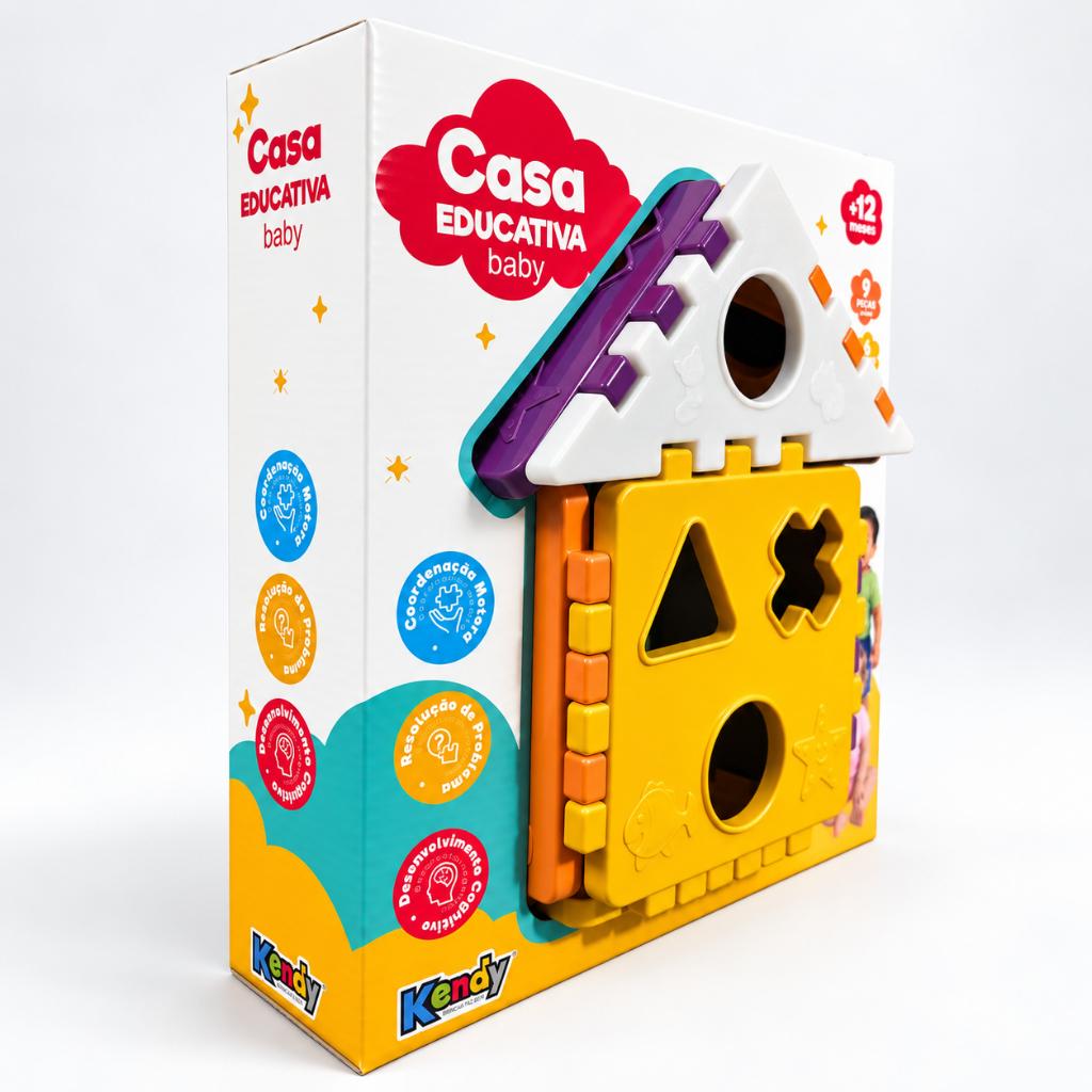 Casa Educativa Baby 9 Peças + 6 Formas Brinquedo Educativo De Encaixe +12 Meses Kendy Queen Shop