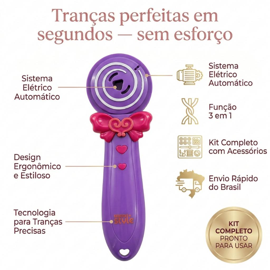 Kit Fazer Tranças Infantil Máquina Automática Miçangas Acessórios Cabelo Menina