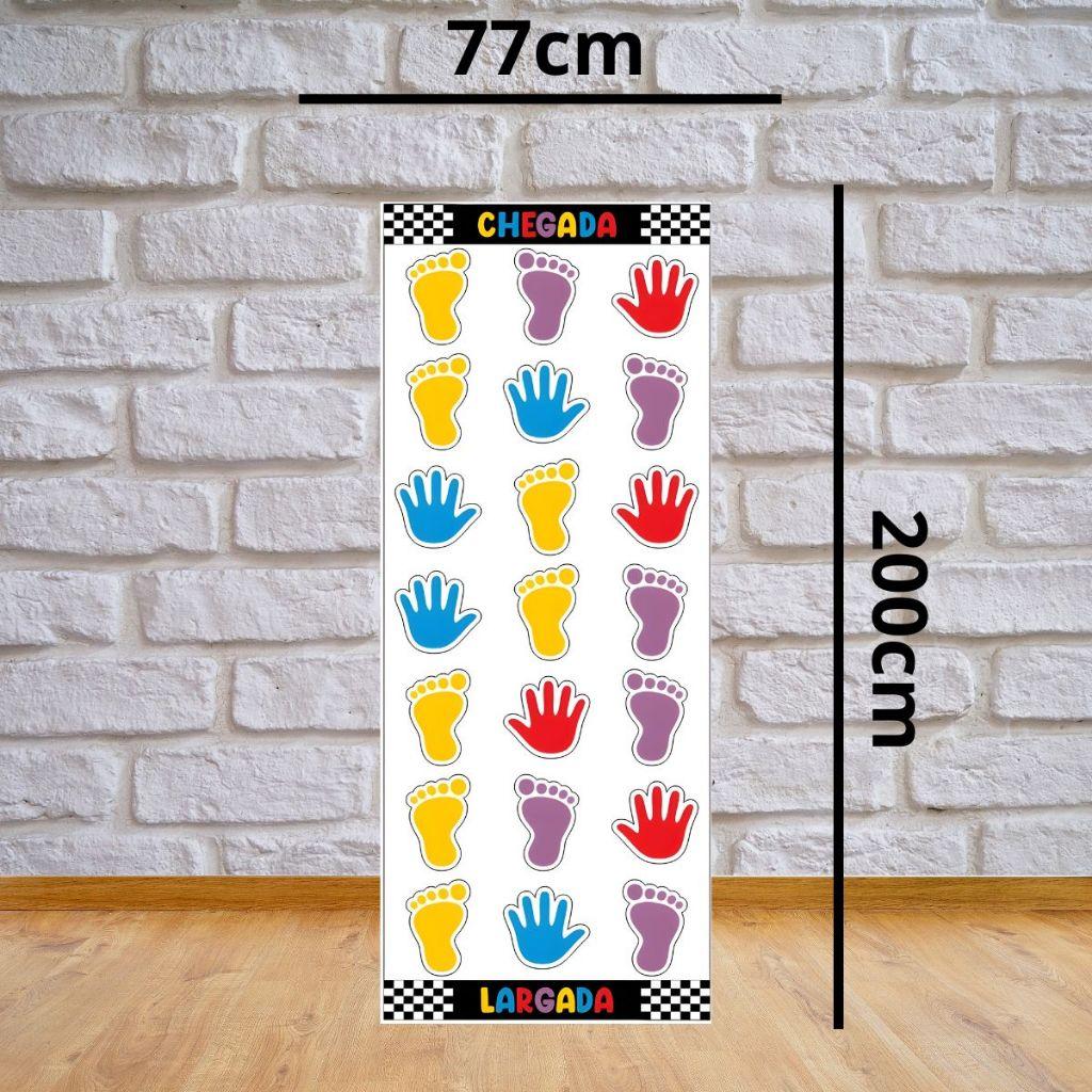 Tapete Amarelinha Infantil Mãos E Pés 77x200 Cm Em Lona Reforçada Para Brincar E Aprender