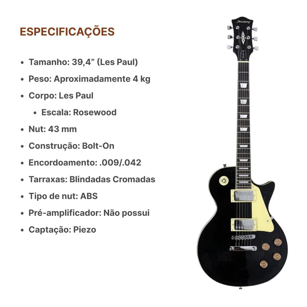 Guitarra Lps 230 Bks Preta Fosca + Kit Capa Cabo Full