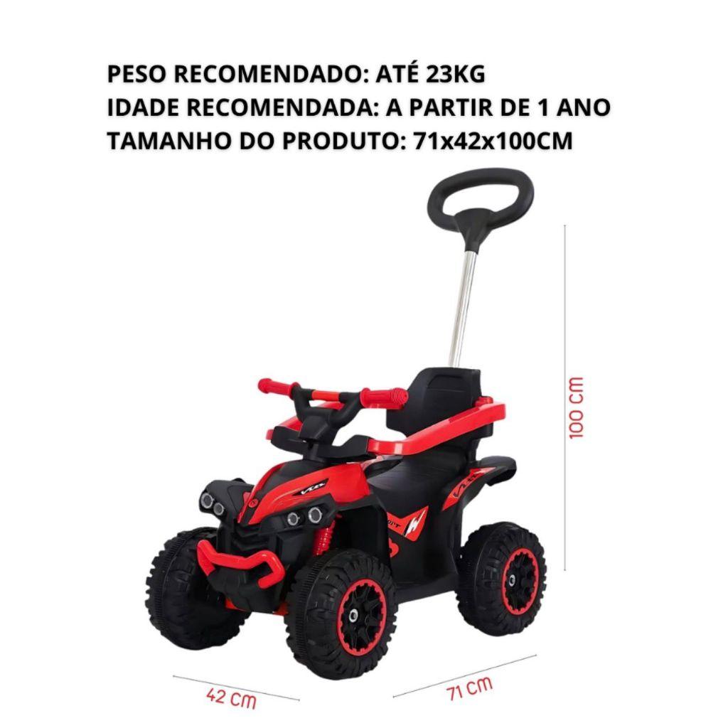 Carrinho Eletrico Maral Infantil 6V Com Luzes USB 2 Em 1 Empurrador Apoio Dos Pés Menino E Menina