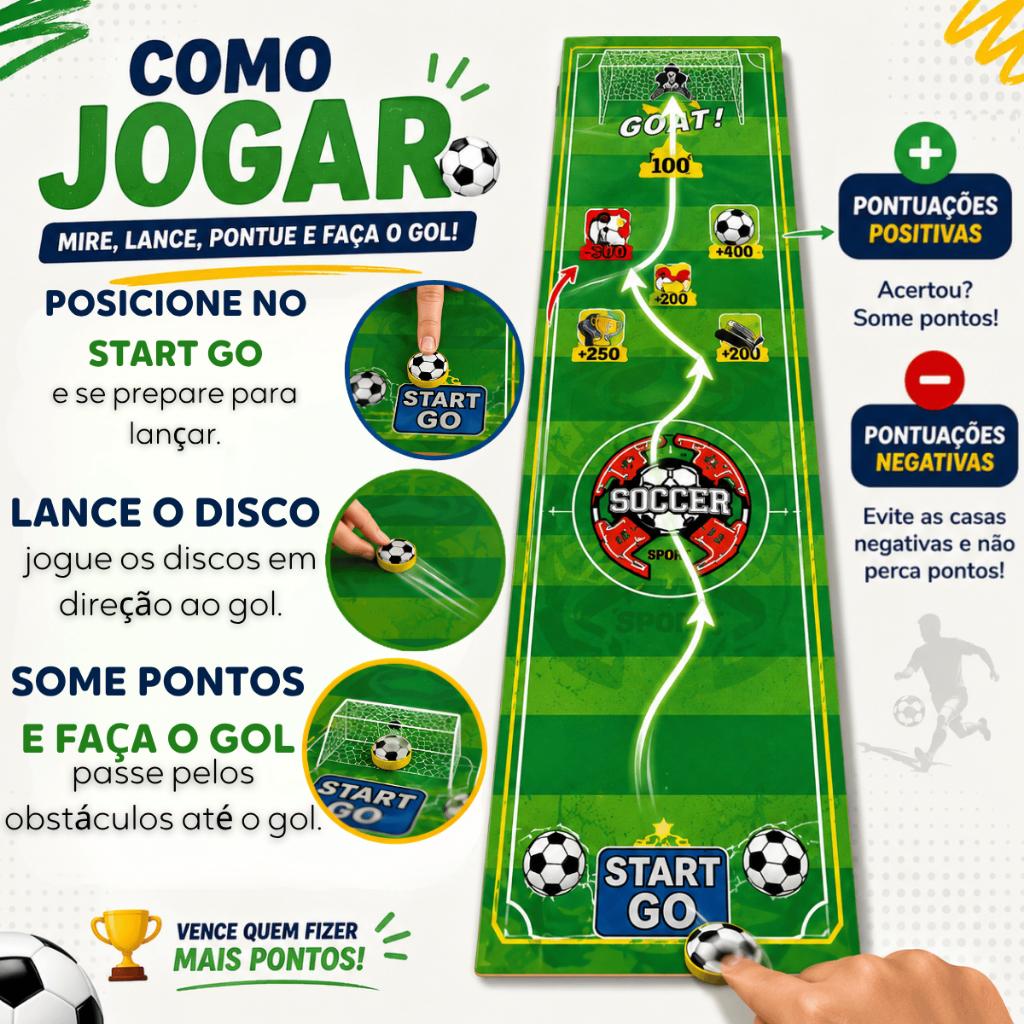 Jogo Futebol Mesa Infantil Discos Tapete Brinquedo Diversão Família Pontuação Interativo