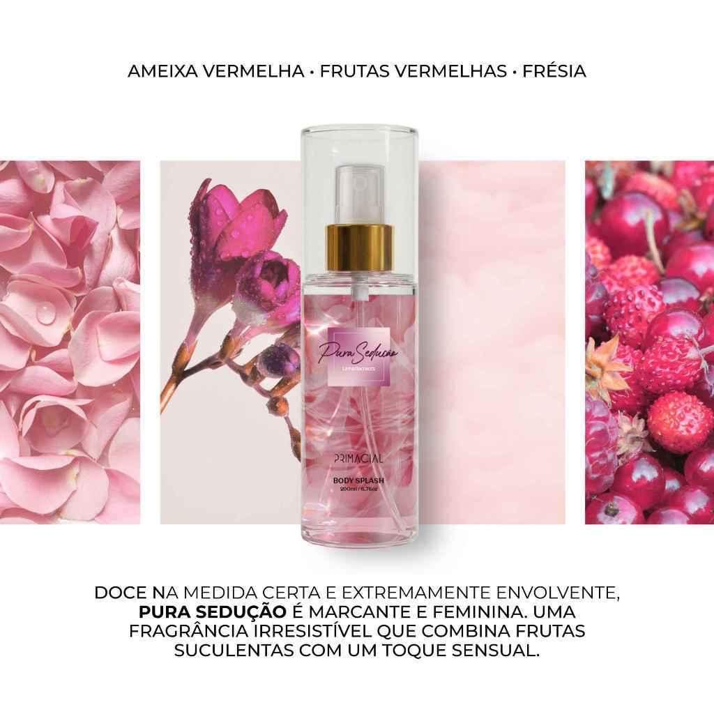 Kit Com 4 Body Splash Feminino Linha Secrets Pura Sedução + Coconut Paixão + Pure Vanilla + Acqua Bloom 200ml- Primacial
